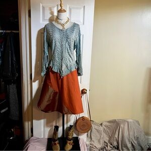 Women’s Crochet Knit Embroidered Eyelet Ruffle Cottage Peasant Boho Tie Top O/S